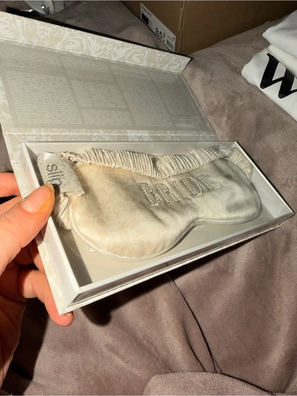 slip Silk Sleep Mask in Soft Cream with BRIDE Embroidery- UNOPENED + PRISTINE